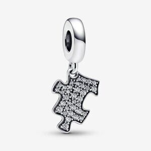 Authentic Pandora Sparkling Puzzle Piece Dangle Charm.